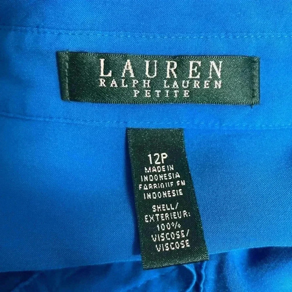 Lauren Ralph Lauren Petite Royal Blue Dress Button Down Drawstring Size 12 P - Picture 5 of 5